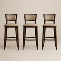Tabourets de bar en bois et tissu Beige 75 cm lot de 3
