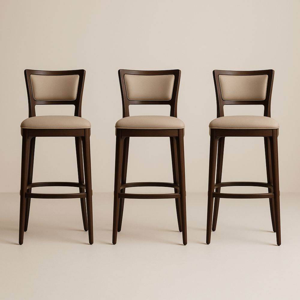 Tabourets de bar en bois et tissu Beige 75 cm lot de 3