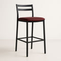 Chaise haute en métal noir avec assise en tissu bordeaux 40x45x95 cm