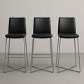Tabourets de Bar Ensemble de 3 Pièces Métal et Cuir Synthétique Noir