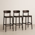 Lot de 3 Tabourets de Bar en Bois Brun Foncé
