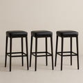 Tabourets de bar en métal et similicuir 75 cm noirs (3 pièces)
