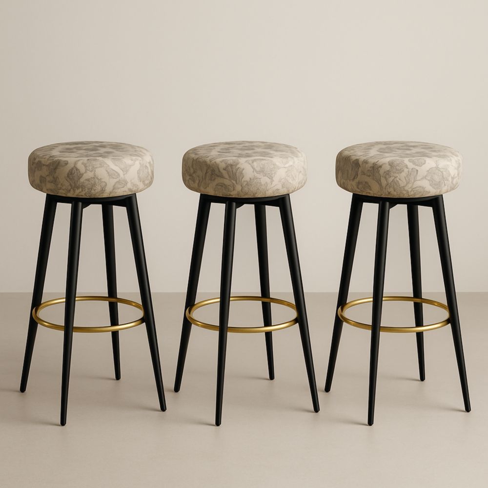 Lot de Tabourets de Bar en Métal avec Assise en Tissu Motif