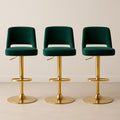 Tabourets de Bar en Velours Vert réglables Métal Doré Lot de 3