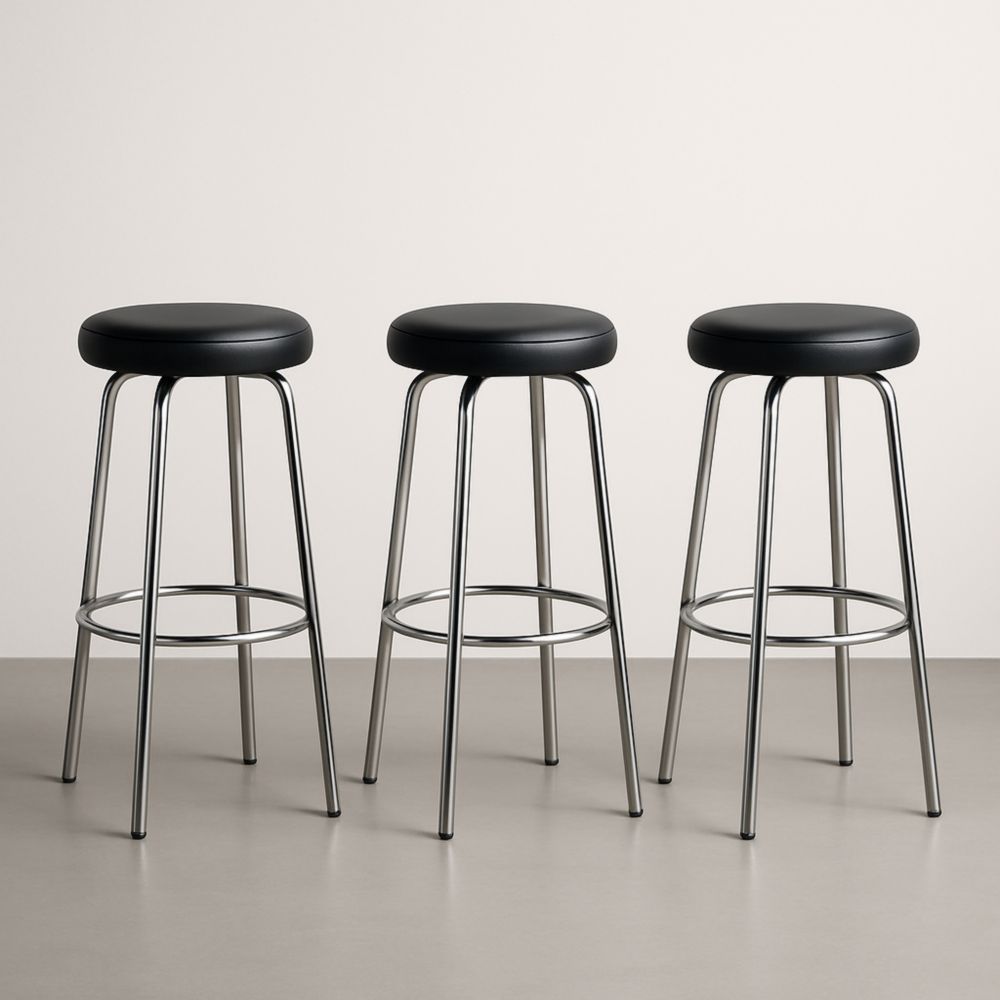 Tabouret haut en métal et PU Noir 75 cm