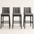Tabourets de bar en tissu gris avec pieds en bois, lot de 3